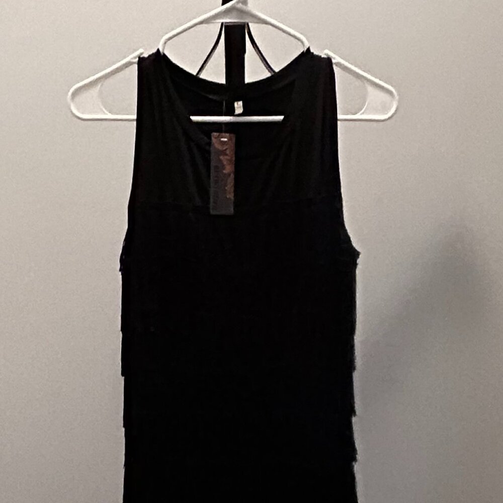 Black Fringe Dress L